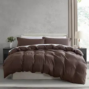 Nestl Chocolate Brown Duvet Cover Queen Size - Soft Double Brushed Queen Duvet Cover Set, 3 Piece, with Zipper Closure, 1 Duvet Cover 90x90 inches and 2 Pillow Shams
