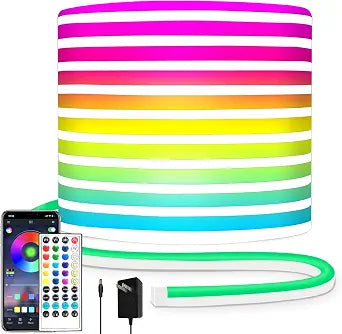 segrass 32.8FT Neon Rope Light,Flexible Led Rope Light Control with App/Remote,Multiple Modes Rope Lights,IP65 Outdoor RGB Led Neon Lights Waterproof,Music Sync Gaming Led Neon Light Strip for Bedroom