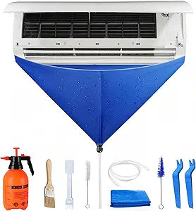 10Pcs Mini Split Cleaning Kit Bag with 2L High Pressure Sprayer for Mini Split Air Conditioners, Air Conditioner Cleaning Kit with Waterproof PVC AC Cleaning Cover Bib , Large