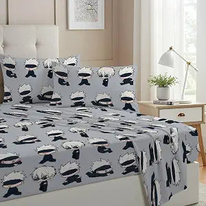 Allenjoy Twin Size Sorcerers Fitted Sheet Anime Bed Flat Sheets Bedding Set Deep Pockets Up to 16" Bedroom Decor with 1 Pillowcase SC00230-009