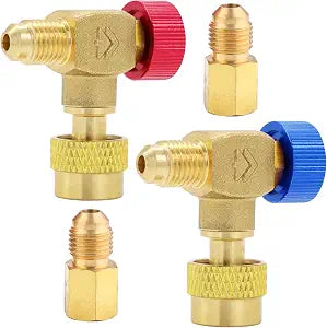 WISSCOOL Refrigerant Charging Valve Set, 1/4" and 5/16"(Red Blue)