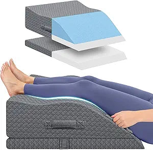 Elevation Pillows for Leg After Surgery, Memory Foam Adjustable Wedge Pillow for Injury or Rest, Ankle Pillow for Sleeping Blood Circulation Grey/Double Leg