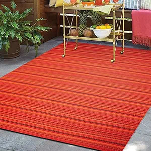 Outdoor/Indoor Rug Plastic Straw Rug Waterproof Portable Outdoor Mat, Easy to Clean and Fold,Perfect for Garden, Patio, Picnic, Decking-Red6x9Ft