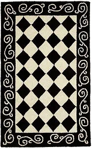 SAFAVIEH Chelsea Collection Accent Rug - 1'8" x 2'6", Black & Ivory, Hand-Hooked French Country Checkered Wool, Ideal for High Traffic Areas in Entryway, Living Room, Bedroom (HK711A)
