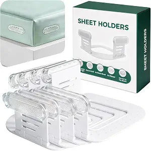 Bed Sheet Holders for Corners-4Pcs Sheet Locks for Fitted Sheets Non-Slip