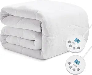 Heated Quilted Wave Mattress Pad,Queen Size Dual Control,Soft Bed Warmer,10 Heat Settings,1-12 Hours Auto-Off,Fast Heating,ETL Certified,Machine Washable,Fit Up to 18" Deep Pocket,60"x80"