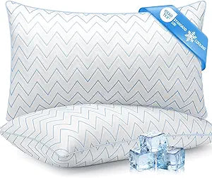 DIORIS Pillows Queen Size Set of 2, Cooling Bed Pillows for Sleeping, Breathable Down Alternative Microfiber Fill, 18 x 29 Inches, Medium Soft for Back Side Stomach Sleepers, Hypoallergenic