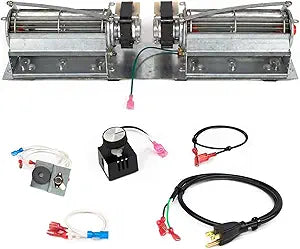 RCFK Fireplace Dual Blower Fan Kit for Majestic Wood Fireplaces - Quiet Ball Bearing Energy Efficient Fireplace Blower Kit w/Power Cord, & More - Easy to Install Home Heating Accessories