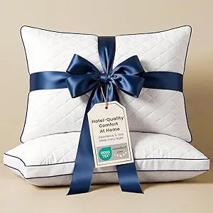 DOWNSTORIA Shredded Memory Foam Pillows Standard Size Set of 2, Medium Firm Bed Pillow for Sleeping, Soft Memory Foam Pillows 2 Pack for Side and Back Sleepers with Gusset(20"x26")