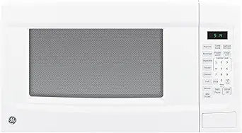 GE Countertop Microwave Oven, 1.4 Cubic Ft., 1,100-watt Capacity, 7 Auto Cooking Settings, Child-Lock Technology, Kitchen Essentials for the Countertop, Dorm Room or Apartment, White