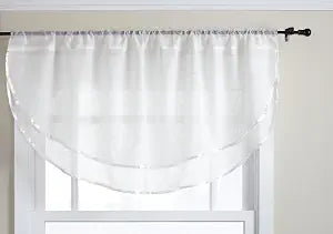 Stylemaster Elegance Sheer Voile Ascot Valance, 60" x 24", Beige