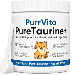 PurrVita Taurine for Cats, Pure Taurine Supplement for Cats Powder, Grade Amino Acid Supplement for Heart, Vision & Daily Wellness, 200 Gram(1)
