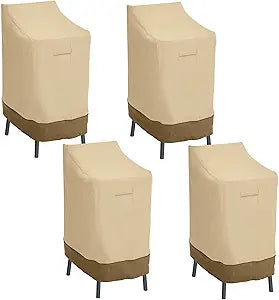Classic Accessories Veranda Water-Resistant 26 Inch Patio Bar Chair & Stool Cover, 4-Pack, Patio Furniture Covers