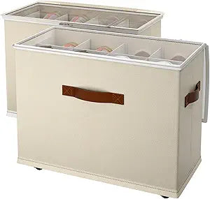 2 Pack Shoe storage Organizer for closet with wheels,No Assemble Required Shoe boxes with premium waterproof materialAdjustable Dividers Fits 16 Pairs,shoe Storage Bins with Reinforced Handle