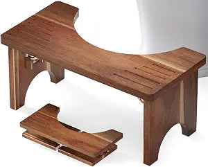 Acacia Wood 7-Inch Foldable Toilet Stool Squat for Bathroom