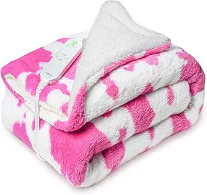 GOQO TOMO Weighted Electric Heated Blanket 36" x 48" Warming Blanket with 12 Heating Levels, Glass Beads - M3648(Pink)