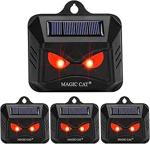 MAGIC CAT 4 Pack Solar Animal Repeller Outdoor, 2024 Nocturnal Animal Predator Deterrent with Red Lights, Waterproof Skunk Deer Coyote Raccoon Squirrel Cat Repellent for Garden Yard Farm Chicken Coop