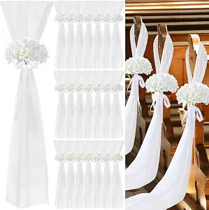VitalCozy 24 Set Wedding Aisle Chair Decorations Pew Bows, Hydrangea