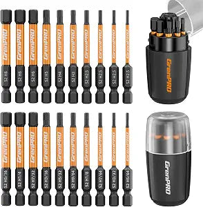 GRENPRO 20pcs Impact Driver Bit Set,2" Allen Wrench Drill Bit Set S2 Steel