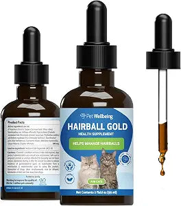 Pet Wellbeing Hairball Gold for Cats - Vet-Formulated - Eases Passage of Hairballs Through Digestive Tract - No Mineral Oil, All-Natural Lubrication - 2 oz (59 ml)