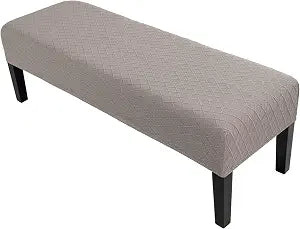 SearchI Stretch Dining Bench Cover Slipcover, Jacquard Taupe