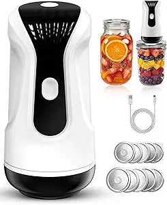 Mason Jar Vacuum Sealer Kit - Electric Vacuum Sealers for Mason Jars with Wide & Regular Mouth Lids, Portable One Touch Silicone Plug Canning Sealing Machine for Food Storage