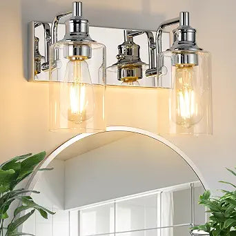 2-Light Bathroom Light Fixtures Modern Chrome Vanity Lights for Bathroom Lighting Fixtures Over Mirror for Cabinet Mirror Bedroom Hallway