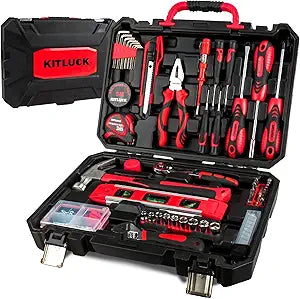 KITLUCK 138-piece Home Tool Kit, Household Hand Repair Tool Set for men, Portable Basic Tool box Set with Tools (Screwdriver, Plier, Wrench, Socket, Harmer, Rule, etc.) for Home and Car