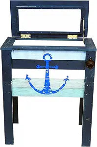 BACKYARD EXPRESSIONS PATIO HOME GARDEN 908343 Coastal Design Outdoor Patio Cooler, 45 Quart, Grey/Teal Anchor
