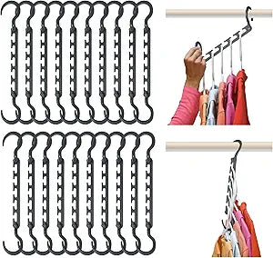Wonder Hanger Max 20-Pack Space Saving Hangers, Reinforced Hooks Swivels 360, Cascading Hanger, College Dorms & Storage Closet Organizer, Fully Assembled Grey