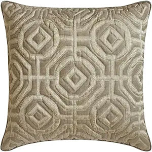The HomeCentric Decorative Pillows Cover Beige 16"x16" (40x40 cm) Jacquard Quilted Outdoor Furniture Cushion Cover, Geometric Modern Style - Angular Alchemy