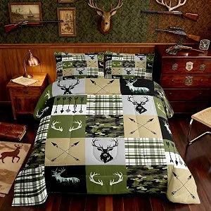 Feelyou Camo Comforter Set All Season Deer Hunting Bedding Set