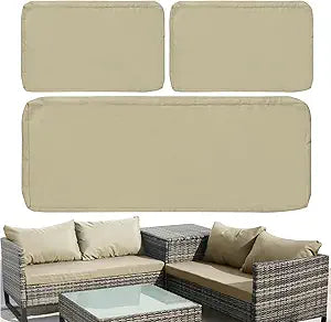 Outdoor Loveseat Cushion Cover Set 48x24x5 Inch, Deep Seat and Backrest Cushion Cover Set, Waterproof Patio Furniture Cushions Replacement with Zipper for Couch, Bench, Porch and Swing Pads Set of 3