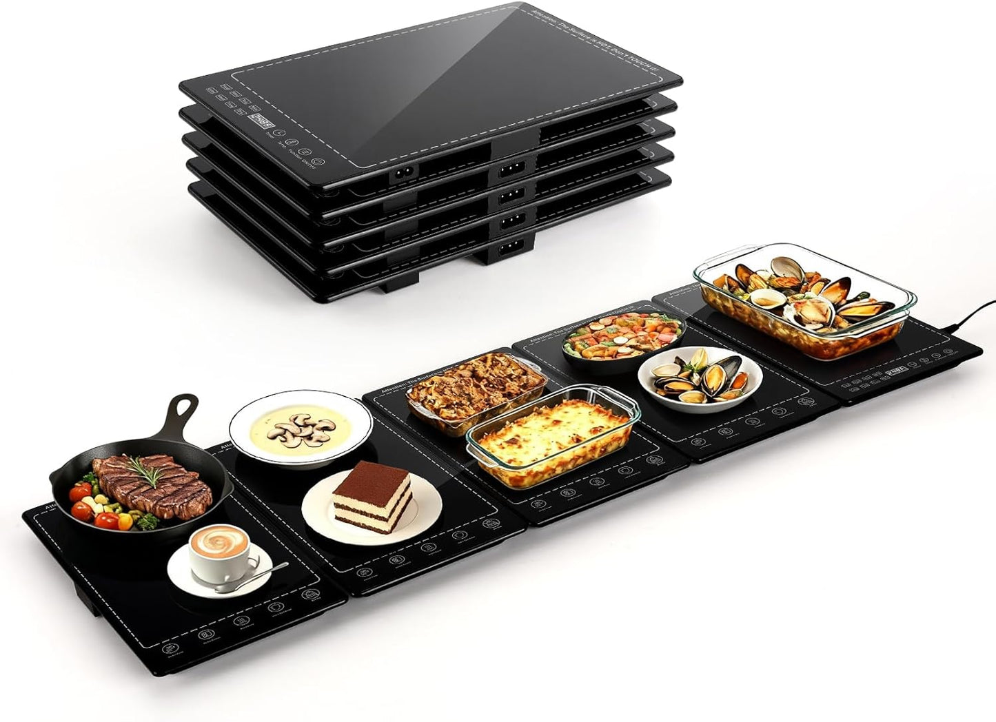 Electric Warming Tray,41'x 15' Food Warmer for Parties Buffet with 10 Temp-Settings, 5-in-1 Warming Mat for Food Built-in Thermostat and Surface Heating, Warming Tray for Parties Buffet,Gatherings