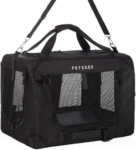 Large Cat Carrier, Portable Soft Sided Road Car Carrier, for Small Dog or Big Cats, 20"x13"x13" Outside Folding Comfortable Design, Black