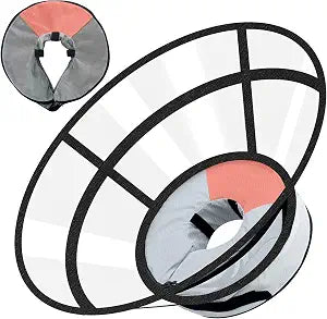 Sponge Core Dog Cat Cone Collar for After Surgery Recovery, Inflatable Dog Cone Alternative, Lainergie Dogs Donut Collar Adjustable with 2PCS Cover for Large Medium Small Dogs Cats (Grey+Pink, XXL)