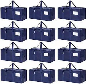 Simpli-Magic Heavy Duty Moving Bags, 12 Pack, Extra Large Reusable Storage & Relocation Bags with Carry Handles & Zipper