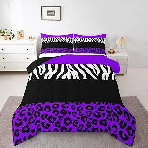 Feelyou Animal Print Leopard Zebra Comforter Set Twin Size Kids Duvet
