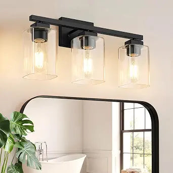 BesLowe 19 Bathroom Light Fixtures Over Mirror,3-Light Black Vanity Light