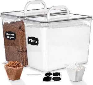 Extra Large Flour Sugar Storage Containers Set 11L | 372oz Airtight Flour Container with Easy Carry Handle, BPA-Free, Flour and Sugar Containers, Pantry Kitchen Canisters, Fits 14 lbs Flour