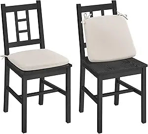 VASAGLE Wooden Dining Chairs, Set of 2, Kitchen and Dining Room Chairs, Removable Cushion, Curved Back, Each Supports 264 lb, Ebony Black UKDC150B01