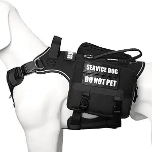 Service Dog Vest with Pockets,Large Dog Harness and Removable Backpack for Training Hiking,Pet Vest with Handle&Molle System for Patches,Black L