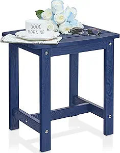 Y&M Outdoor Side Table, HIPS Adirondack Small Single Table, Waterproof Square Outside Table, Balcony Modern End Tables for Patio, Pool, Beach, Porch, Deck, Indoor or Outdoor Use, Navy Blue