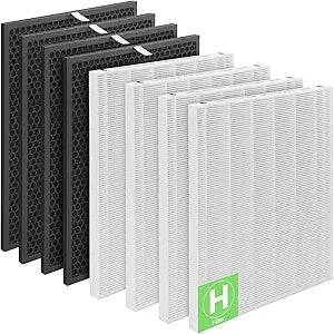 116130 Replacement Filter H Compatible with Winix 5500-2 and AM80 Air Purifiers, 4-Set Include 4├ Filters + 4├Activated Carbon Filters