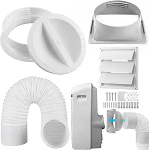 1 Set Dual Size Portable Ac Exhaust Hose Vent Wall Mount Connector Kit with 6 in Louvered Vent Cover 59 Inch Hose and 6 Inch Portable Air Conditioner Exhaust Coupler(Square)