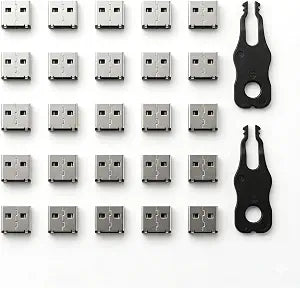 USB A Port Blockers 25 Pack, Two Point Zinc Alloy Locks, 2 Keys, Black