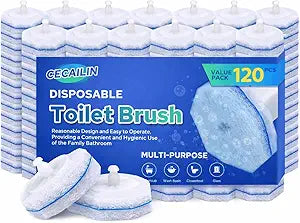 120pcs Disposable Toilet Brush Refills, Bulk Toilet Bowl Cleaner Refill Pads, Compatible with Most Toilet Cleaning Wands, High-Value Scrubber Replacement Heads, 120 Count