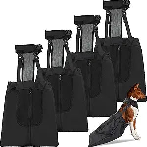 4 Pcs Dog Drag Bags for Paralyzed Rear Legs Adjustable Disabled Pets Drag Bag Breathable Pet Injuries Protection Bag Outdoor Indoor Dog Wheelchair Alternative Protects Chest Limb (X-Small)