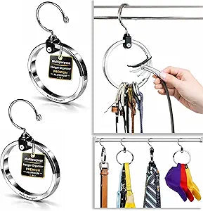 Rolly Hanger Closet Space Saver Premium Rotating Aluminum Organizer for Belts, Ties, Hats & Handbags Heavy Duty 360 Swivel Declutter & Maximize Storage (2 Pack)