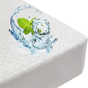 Premium Bamboo Mattress Protector Queen Size, Waterproof, & Ultra Soft Breathable Noiseless Washable Bed Mattress Cover for Comfort & Protection MC01QUEEN-L